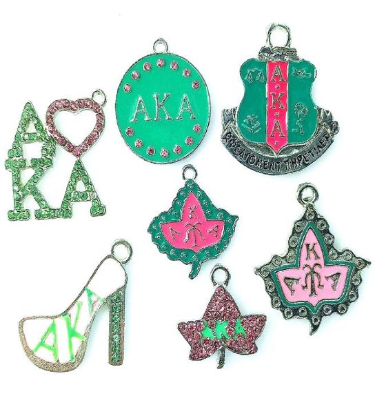 

7 style a k a sorority crest dangle charm pendant fit necklace bracelet earrings for diy women men jewelry2638695, Bronze;silver