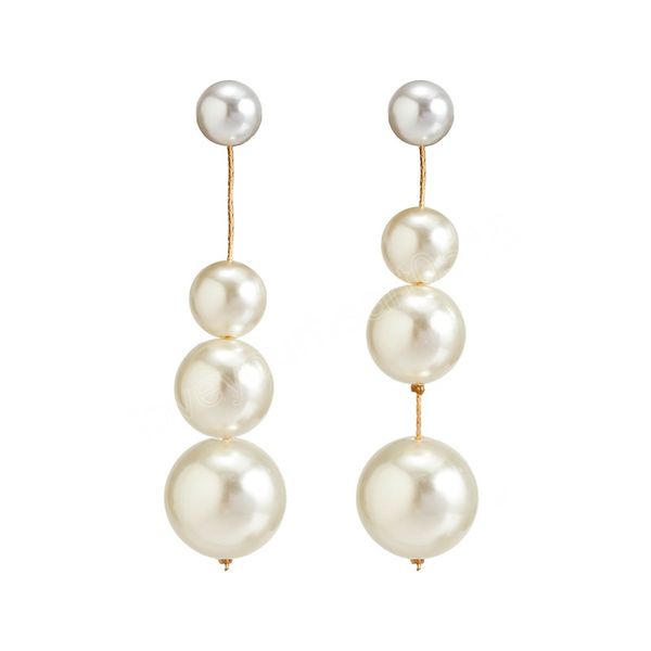 

elegant asymmetrical imitation pearl drop earring for women trendy wedding long earring hanging 2023 fashion jewelry accessories, Silver