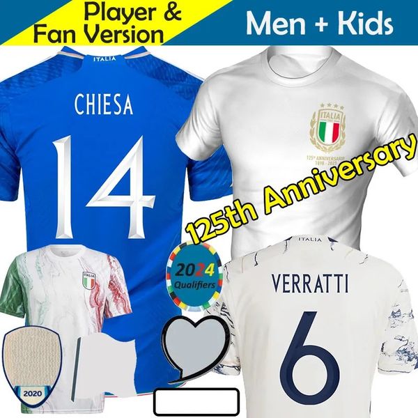 

2023 maglia italy soccer jerseys 125 years anniversary chiesa verratti barella 23 24 euro cup qualifier nationals league player fans men foo, Black;yellow