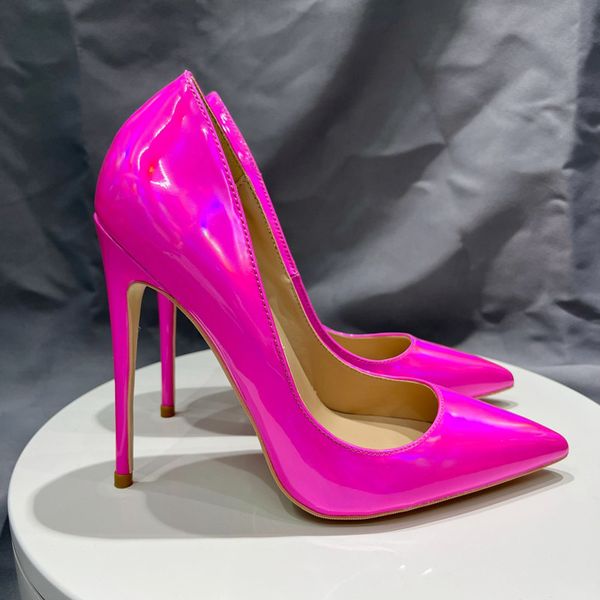 

noenname_null-12cm laser pink high heels stiletto high heel ladies party dress shoes club dance pumps plus size, Black