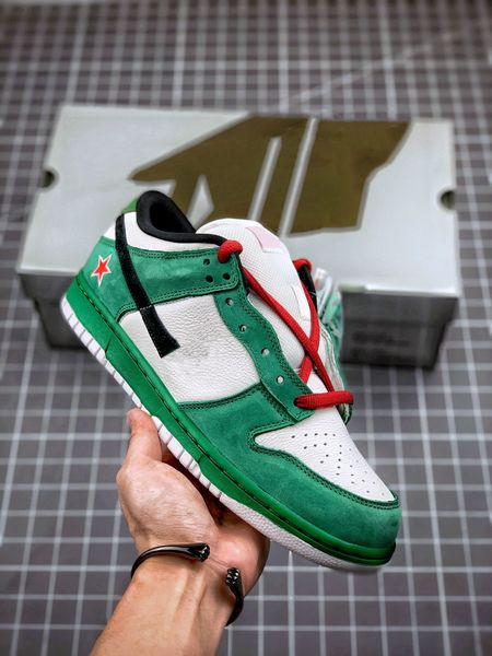 

2023 authentic sb skateboarding shoes duks low heineken classic green black-white-red men women outdoor streetwear