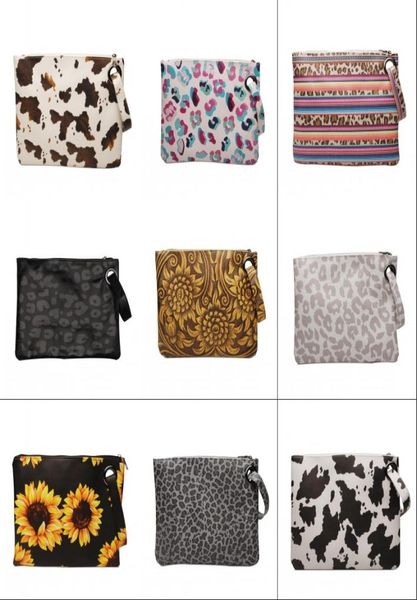 

pu cosmetic bag girls wristband makeup bags leopard cow pattern printed fashion wrist band dinner handbag lining purse 2333 y28412732, White