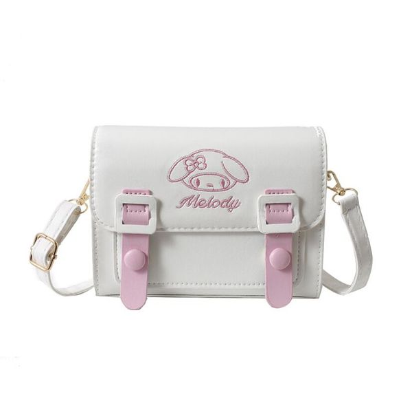 

kawaii pink white melody cinnamo roll pu square one shoulder bag girl cute soft accessories messager bag with zipper