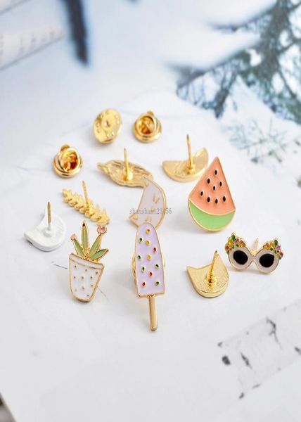 

sunglass feather ice cream pot lapel pin enamel brooches pins jeans bag badge for women men fashion jewelry7355642, Gray