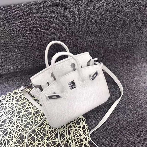 

birkins h ermess genuine leather handbags fashionable lychee silver buckle single women's small 20 inchesqq with logo