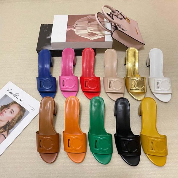 

luxury designer leather women's sandals summer hollow out voltage thick heel fashion beach women's slippers 35-42, Black