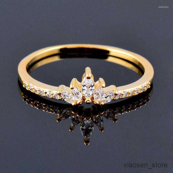 

wedding rings rings rings elegant princess crystal round ring rose gold color women engagement wedding gift r230626, Slivery;golden