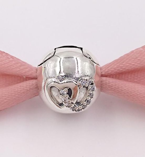 

andy jewel authentic 925 sterling silver beads heart bond clip charms fits european style jewelry bracelets & necklace 792150cz5743662, Black