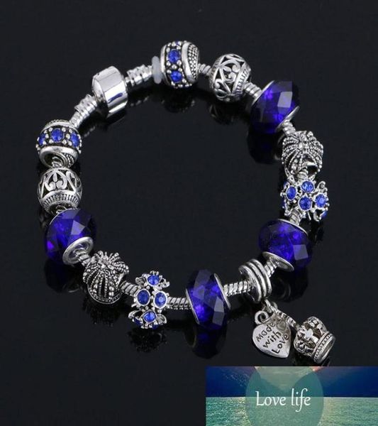 

new charm bracelet silver plated bracelets for women royal crown bracelet crystal beads diy jewelry 9581981, Golden;silver