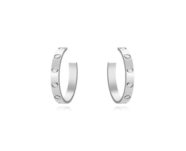 

large hoop huggie screw love earrings for women ladies girls gift jewelry 316l titanium steel famous brand jewelry surface width9810159, Golden;silver