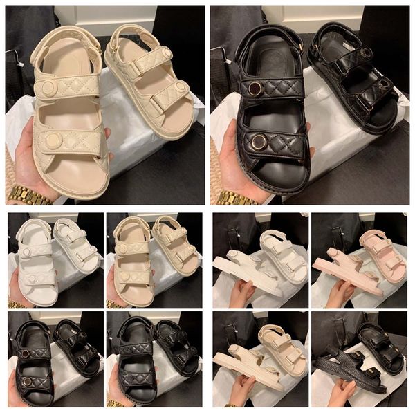 

new designer sandals cowhide sandal candy color flats shoes women's leisure designer outdoor black slipper women's flat bottom com