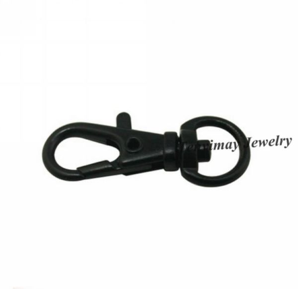 

100pcs black swivel metal lobster clasp for outdoors activities 32mm alloy snap hook 9739656