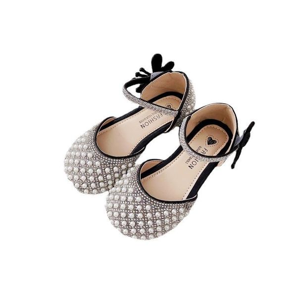 

sandals kids shoes children footwear girls summer soft sole princess crystal f12805, Black;red