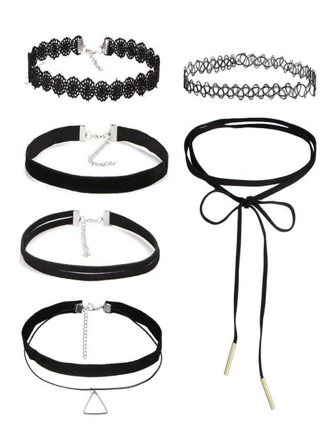 

10pcsset zircon gothic punk style velvet tattoo lace choker long black choker collar necklace pendant jewelry women party gift8769108, Silver