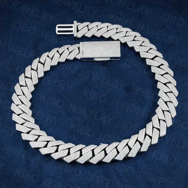 

custom iced out cuban link bling hip hop jewelry hiphop necklace 20mm 4 row 925 sterling silver moissanite cuban chains