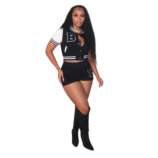 

women's summer short sleeved shorts five cent warehouse baseball uniform suit elegant temperament, White