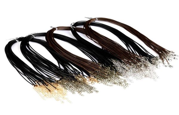 

bronze wax leather necklace ropes 45cm cord string rope wire extender chain with lobster clasp diy fashion jewelry accessories 926 d39745535, White;red