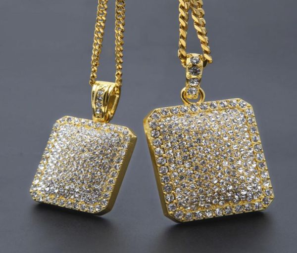 

mens hip hop jewelry blingbling rhinestone pendants european and american style crystal hiphop chain necklaces accessories3633066, Silver