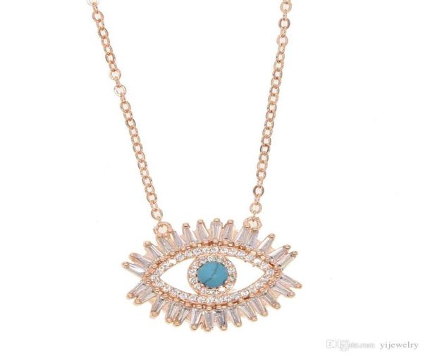 

18k gold plated turkish evil eye necklace lucky girl gift baguette cubic zirconia turquoise geomstone eye jewelry 9801124, Silver
