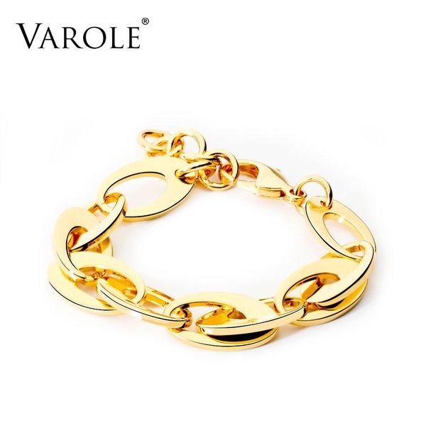 

bangle varole trendy link chain bracelets for women armband gold color simple bracelet fashion jewellery gifts pulseras, Black