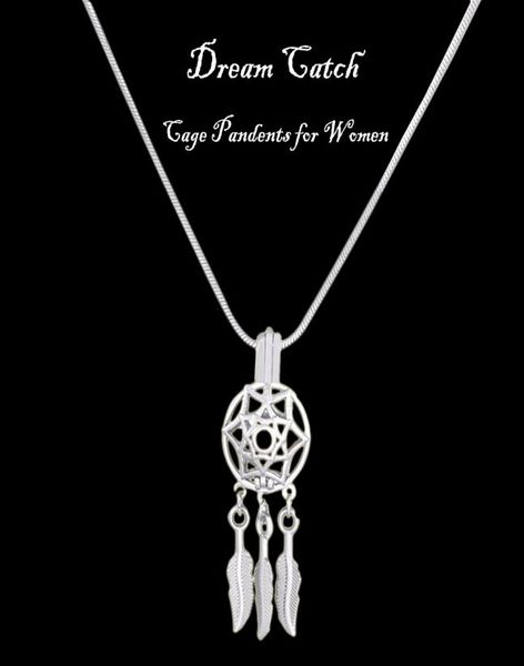 

special design silver dream catcher cage pendants dreamcatcher beads pearl cage pendant love pearl charms birthday gift p1612481013
