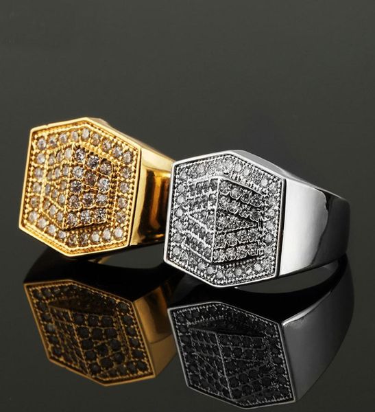 

retro man hiphop cubic zirconia rings brass paved micro cz stone finger ring hipster nightclub jewelry accessories8663393, Golden;silver