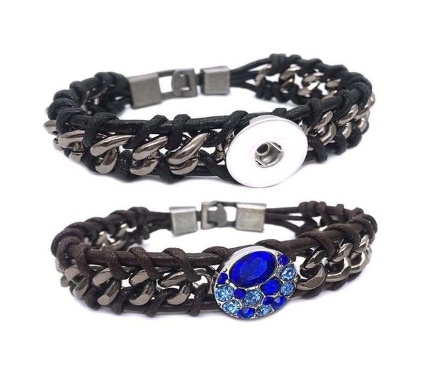

punk rock interchangeable 285 real original genuine leather retro fashion 18mm snap button bracelet charm jewelry for women men2395023, Golden;silver