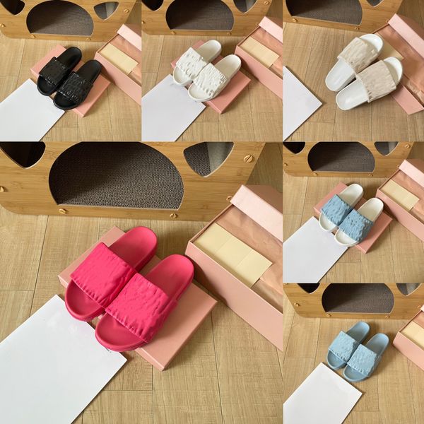 

pleated leather slippers women's famous brand sandals couples' first luxury beach shoes in summer letter thick soled anti-skid out, Black