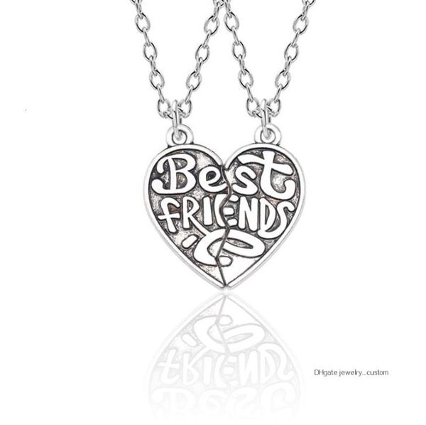 

2019new friend necklace 2 piece retro silver puzzle love pendant necklace bff friendship jewelry gift female male colar1276792