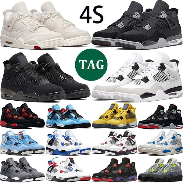 

basketball shoe jordas 4 jumpman 4 4s black blank canvas sail men women zen master infrared university blue fire red thunder cactus 4 black