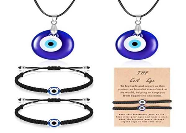 

pendant necklaces necklace bracelet blue turkish resin leather rope for women men lucky protection gifts2201332, Silver