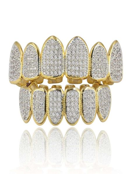

zircon grillz braces vampire teeth hip hop personality fangs gold silver teeth womenmen dental grills jewelry9107102, Black