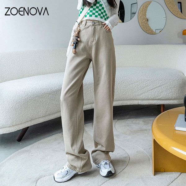 

jeans zoenova fashion loose jeans for women high waist wide leg femme trousers casual comfort denim mom pants 2022 washed jean pants, Blue