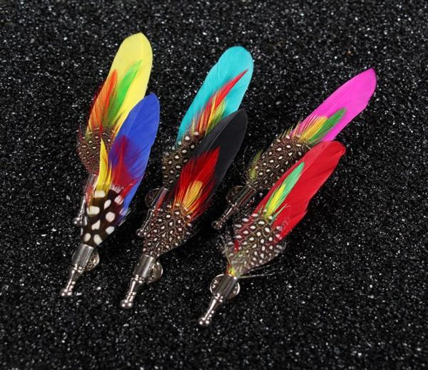 

luxury feather brooches men039s lapel pins handmade boutonniere stick feathers for gentleman suit dress jewelry host shaw party2673185, Gray