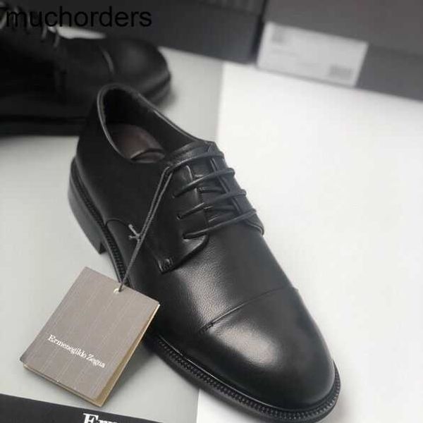 

zegna men's black leather shoes lightweight soles are not stuffy in spring and summer new low lace up derby shoe shoes