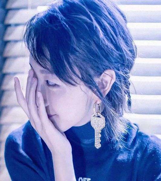 

new brand crystal key drop earrings for women fashion punk jewelry gold earrings brincos rhinestone dangle earrings bijoux2980163, Silver