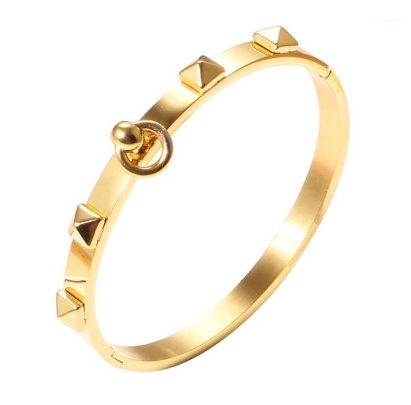 

bangle fashion luxury women rivet bracelet pyramid and dangle circle charms design for wedding party jewelry gift11121647, Black