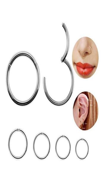 

stainless steel rings earring hoop zircon nasal septum piercing hinge segment tragus helix perforated nose ring woman fashion jewe1392844, Silver