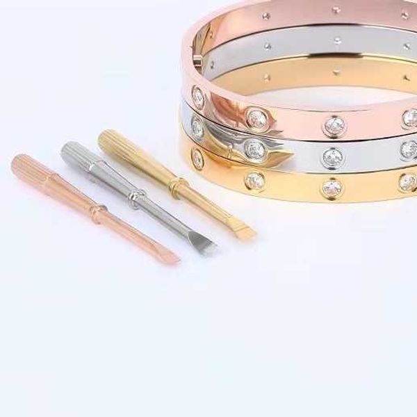 

original designer bracelet 6mm wide and narrow rose gold screwdriver style student-steel bracelet with diamond inlay non fading and washable, Black