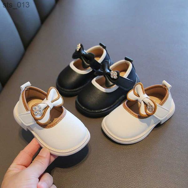 

baby prewalker shoes 2022 spring autumn 0-2y kids girls leather shoes with bow pearls beading princess cute soft children flats l230518