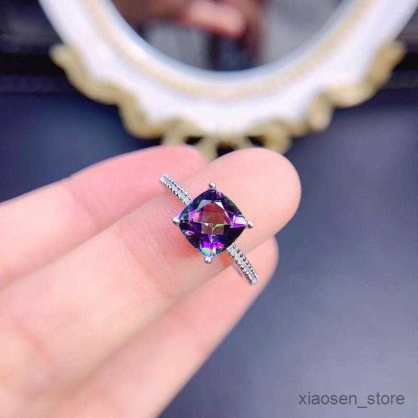 

wedding rings rings rings cushion cut 7x7mm natural mystic ring women for gift r230626, Slivery;golden