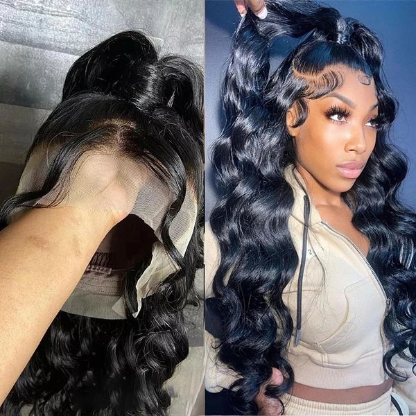 

360 full lace wig human hair pre plucked body wave lace front wigs for women hd 5x5 closure 13x4 loose deep wave frontal wig, Black;brown