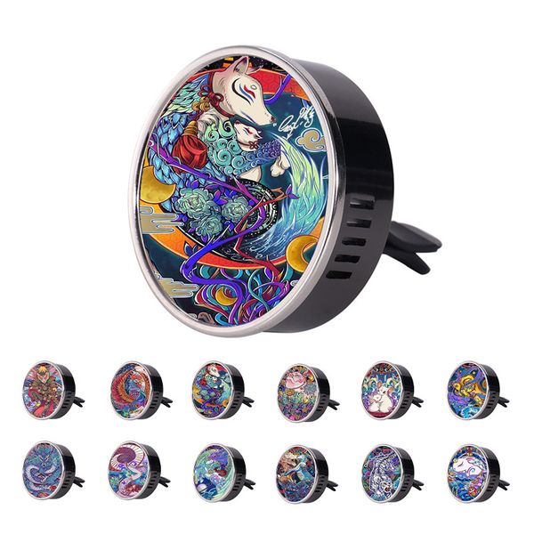 

wholesale vintage car air freshener 12 chinese zodiac car air outlet vent clip perfume diffuser locket