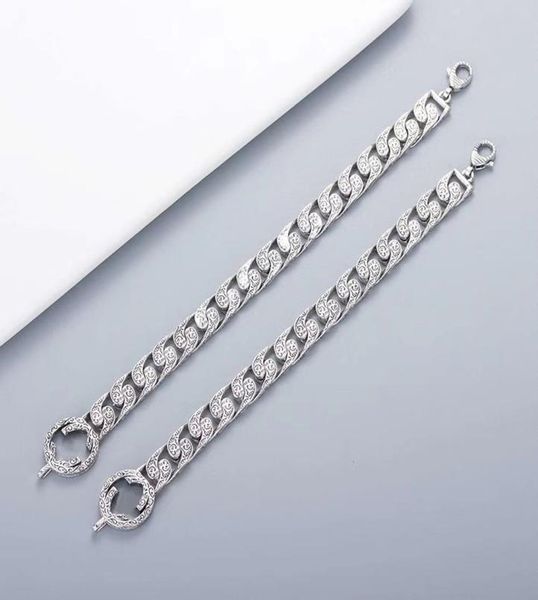

europe america retro men lady women silver plated engraved g initials pattern lovers wide chain bracelet5217244, Black