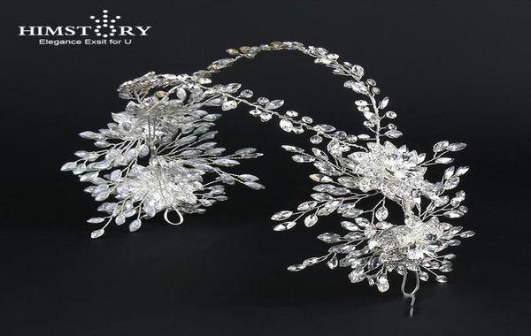 

hair clips barrettes himstory handmade crystal rhinestones tiaras and crowns wedding headband headpiece bridal piece prom pagean4586309, Golden;silver
