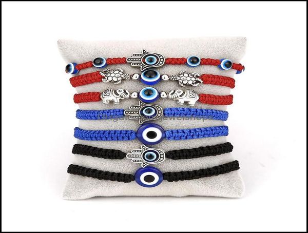 

charm bracelets jewelry blue evil eye braided rope chains for women men turtle elephant hamsa hand red string bangle fashion drop 6347762, Golden;silver