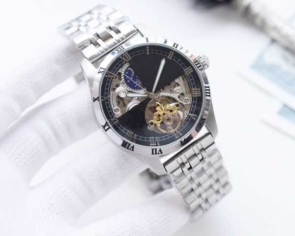 

men's watch, automatic imported mechanical movement, version 316 steel l-case strap, mineral scratch resistant mirror glass, size: diam, Slivery;golden