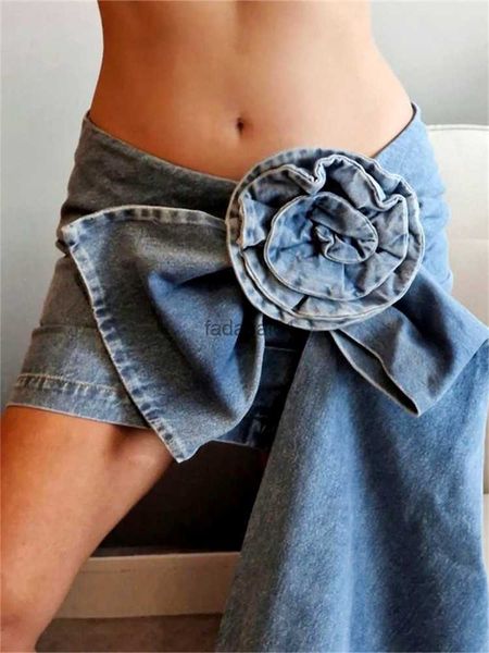 

women denim short skirts with big 3d flower 2023 fashion retro chic high waist mini skirts y2k aesthetic pencil hip skirt l230621, Black