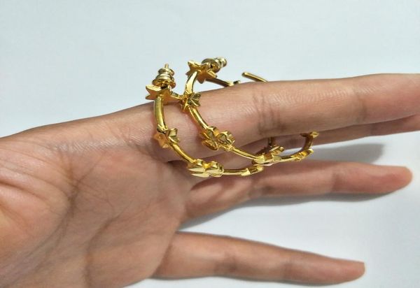 

fashion gold star bees letter hoop earrings ear stud eardrop bijoux fo lady women bride party wedding lovers gift luxury designer 6650557, Golden;silver