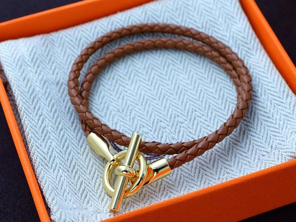 

5a charm bracelets hm genuine leather long strap bracelet in brown for women with dust bag box size 16-21 fendave, Golden;silver